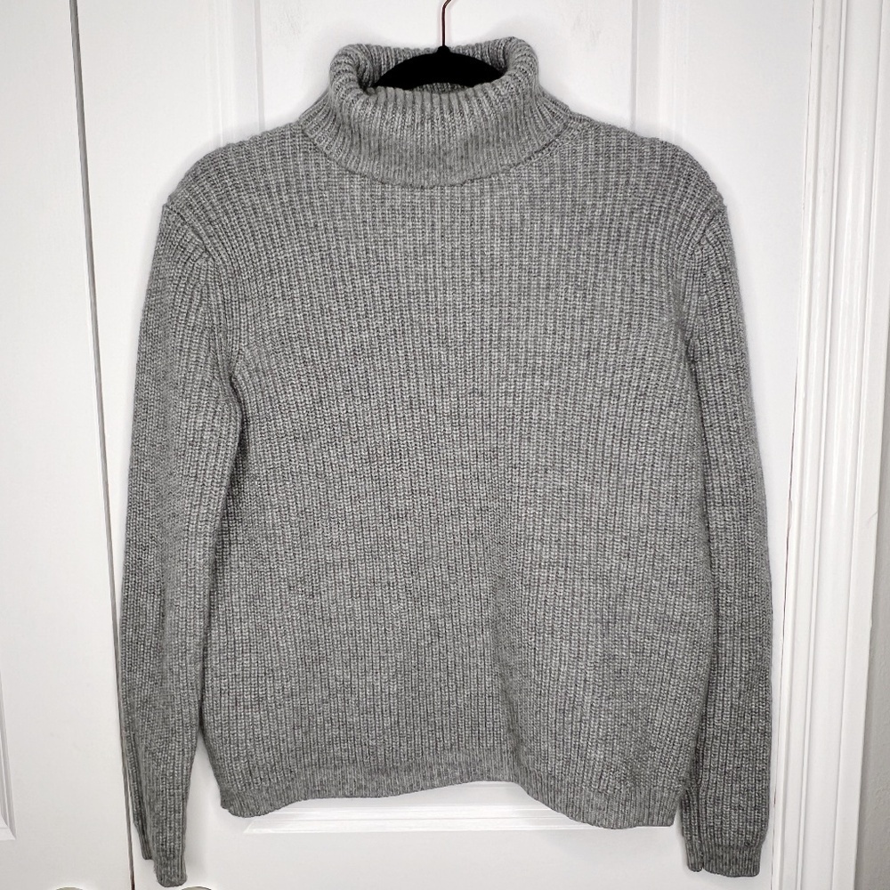 Jenni Kayne Cashmere Turtle Neck Sweater Grey Size XS ribbed knit chunky - Picture 4 of 6